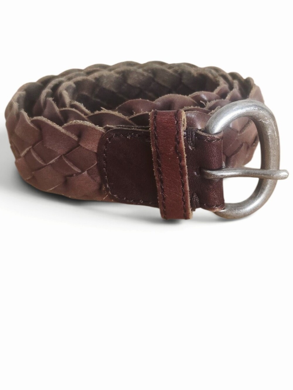 American Eagle Women's Brown Woven Braided Genuine Leather Belt XS/S 1.5" Wide